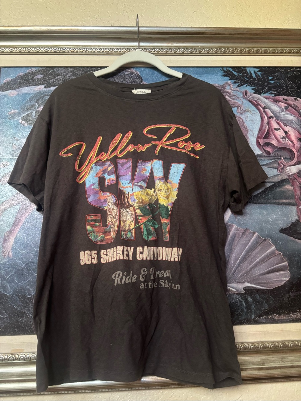 Yellow Rose Graphic Tee - Biker style oversized